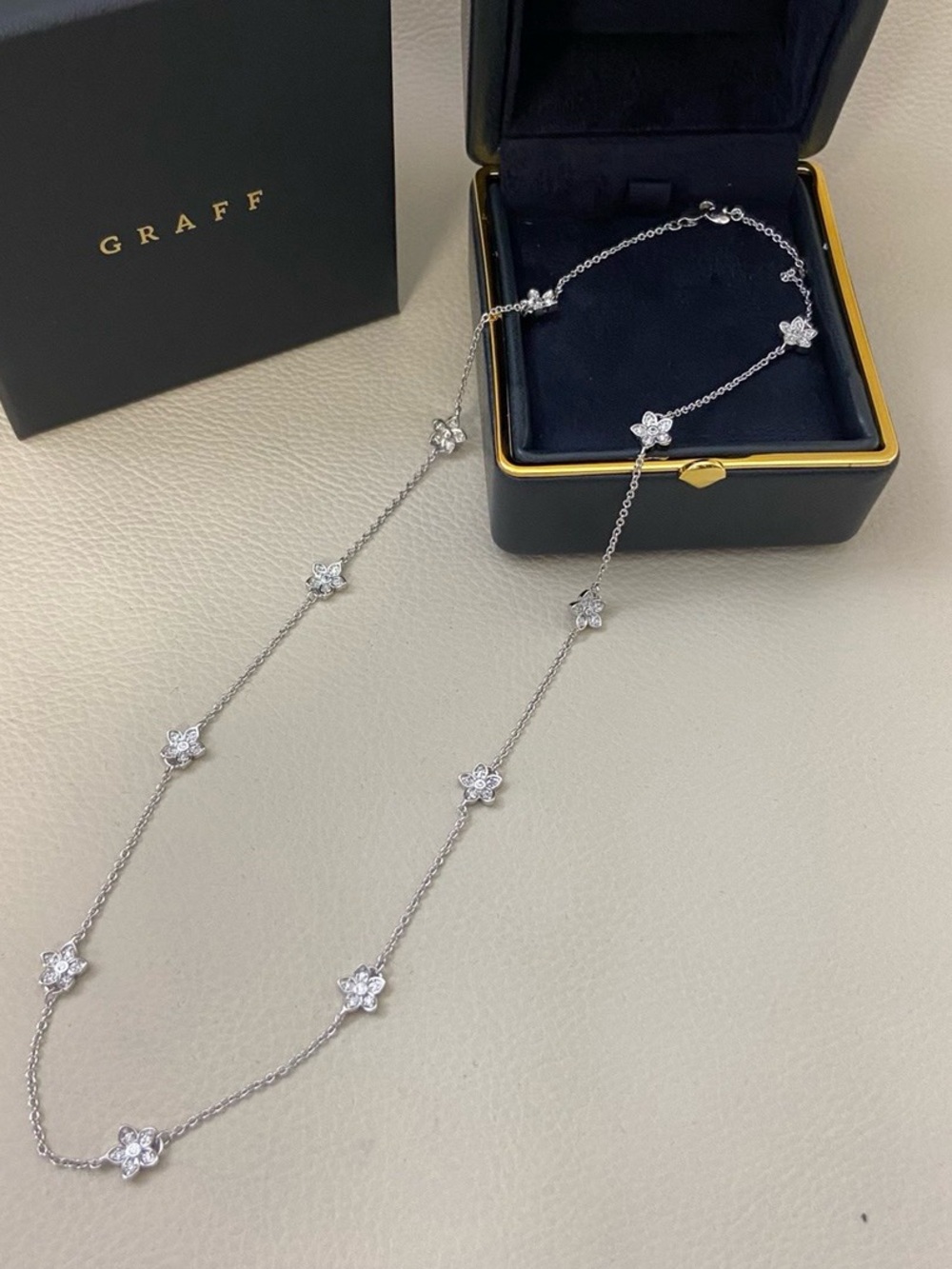 White Gold Diamond Clover Station Necklace - White
